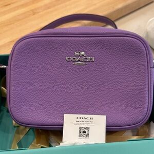 Coach Lavender Leather Cosmetic Bag